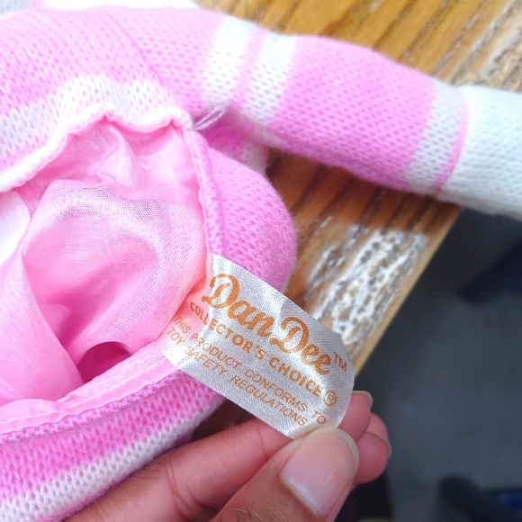 Dan Dee Sock Monkey pink candy cane stripes Plush Christmas Stocking 18” - Picture 4 of 9